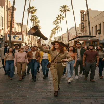 Philip Mershon leading Hollywood historical tour