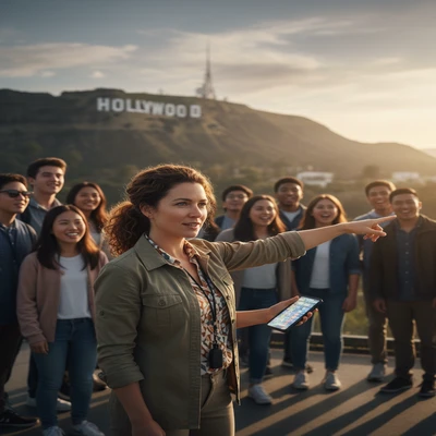 Sarah Mitchell tour guide at Hollywood landmark